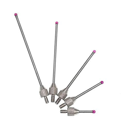 SUXING Measuring Inserts for Dial Indicators, Ruby Diameter 2mm, Length 10/20/30/40/50mm, Thread M2.5, Ruby Ball