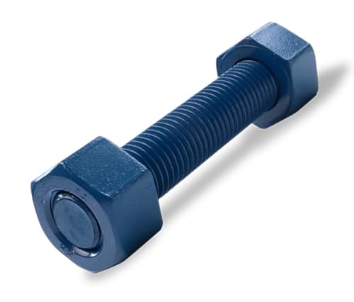 4 Inch Blue Teflon Coated Stud and Hex Nut, B7 Grade, 1/2"-13, All Thread, Sterling Seal & Supply (Pack of 10)