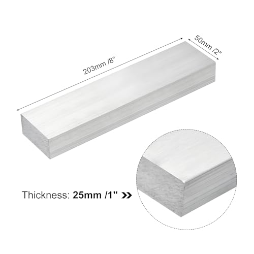uxcell Square Aluminum Flat Bar, 1" Thickness 2" Width 8" Length Square Aluminum Bar 6061 Aluminum Flat Plate, 25 x 50 x 203mm T6511 Solid New Mill Stock 1" x 2" x 8"