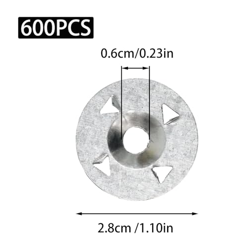 urmetimern 600 Pcs Foam Board Fasteners Washers for Foam Board Panels 1-1/8 Inch Metal Washer Galvanized Steel for Fixing Fastening Installation 600 Pcs Washers