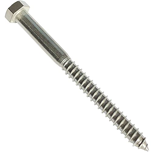 1/2" x 4" Stainless Steel Lag Screws – 304 Grade Hex Head Lag Bolts for Wood, Construction & Decking | Heavy Duty Fasteners | 10 Pack