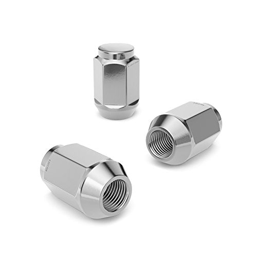 StanceMagic 20pcs Bulge Lug Nuts, 7/16x20 Threads, Cone Taper Acorn Seat, Closed End, 1.4 inch Length, Compatible with Older Chevy Pontiac Oldsmobile Buick (See Description for Years) - Silver Chrome