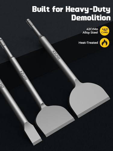 AZUNO SDS Plus Chisel Set, 3PCS Tile Removal Bits with Flat Chisels 10''*3pcs