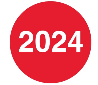 ChromaLabel 3/4 Inch Round Permanent Year Color-Code Dot Stickers, 500 Pack, Red, 2024 3/4" Diameter