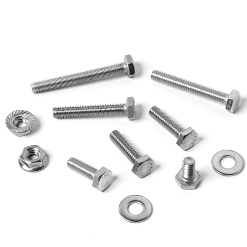 1/4-20 Hex Bolts Screws Flange Hex Nuts Flat Washers Kit, Stainless Steel 304, Fully Threaded Hex Bolt 1/4-20 x 1/2" 3/4" 1" 1-1/4" 1-1/2" 1-3/4" 2" Length
