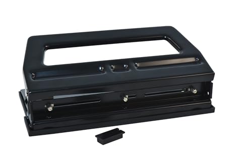 School Smart Black Steel Heavy-Duty 3 or 2-Hole Punch - 038174
