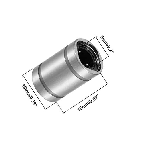 HiPicco Linear Ball Bearings, LM5UU 5mm Linear Motion Bushing Double Side Rubber Sealed Rod Liner Shaft Parts for CNC Machine 3D Printer 12 Pack