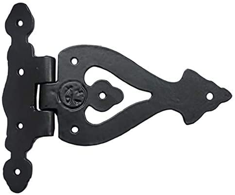 Adonai Hardware Alleluia Antique Cast Iron Vintage Heavy Duty T Hinges (5.3" x 2 Pack, Matte Black) for Barn Doors, Gates, Cabinets, Wardrobes, Sheds, Windows, Wooden Box, Chest and Trunks 5.3 Inch x 2 Pack (T Hinge) Matte Black (Iron)