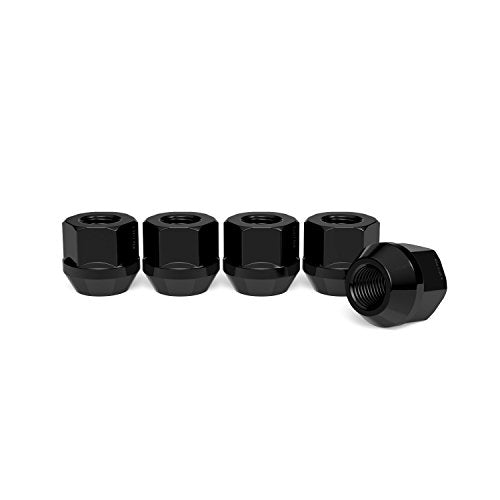 20pcs Open End Lug Nuts, 1/2x20 Threads, 0.81" Length, Cone Conical Taper Acorn Seat, 19mm 3/4" Hex Head, Compatible with Ford Lincoln Dodge Jeep and More - Black