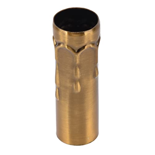 Pack of 10 Metal Candle Base Covers, E14 Candelabra Base Candle Lamp Holder, Metal Tube Chandelier Covers for Chandelier, Candle Lights, DIY Lighting (Gold Bronze)