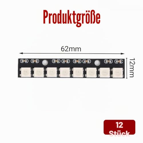 WS2812 RGB LED Module, Programmable L-ED Matrix for Lighting Projects, Digital L-ED Matrix with Integrated Control Logic for DIY Electronics Applications and Flexible Color Display Pack of 12