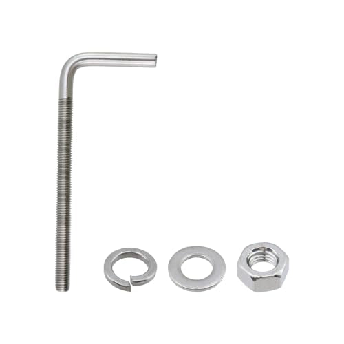 10pcs L Shape Anchors Bolts, 3/8 x 6 Inches, Stainless Steel M10×152mm