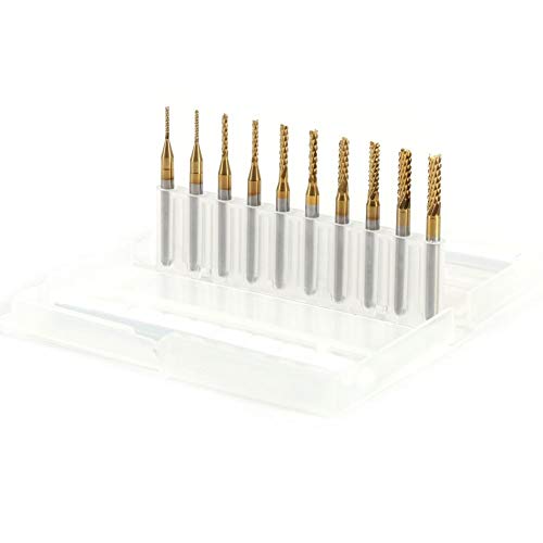 KSTE 1 mm Milling Cutter, 2 Pieces x 5 Sizes End Mill, Cutter Cutting Tips, Milling Bits Tool Diameter 1 mm, 1.5 mm, 2 mm, 2.5 mm, 3 mm Parts Kit