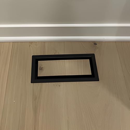 4X12 Flooring Vent Cover - 12X4 Floor Register, Modern Drop-in Design, Heavy-Duty Metal, Fits Tile, Wood, and Other Flooring Inserts, Easy Air-Flow Adjustment, Black, Made in North America