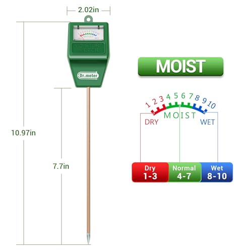 Dr.meter Soil Moisture Meter & 4-in-1 LCD Display Moisture Meter