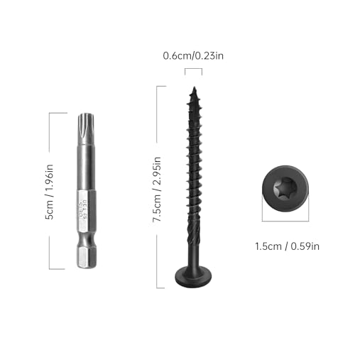 3 Inch Deck Screws 50Pcs + 4-1/2 inch Deck Screws 50pcs, Rust Resistant Timber Screws for Timber/Log/Landscaping Wood, T30 Star Bit