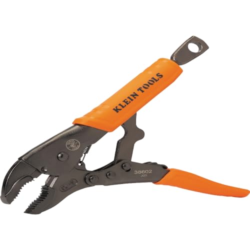Klein Tools 38663 Locking Pliers Set, 7-Inch Long Nose and 10-Inch Curved Jaw Pliers, High Torque and Gripping Power, 2-Piece Combo Kit