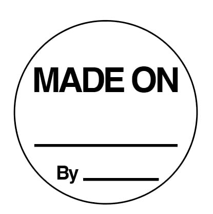 ChromaLabel 1 Inch Permanent Round, Color Code Food Dot Labels, Made On, Sell by: 1,000/PACK, White, Made On