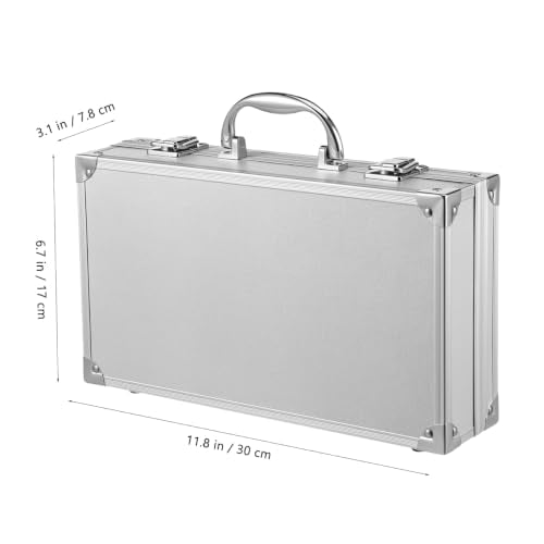 Abaodam Aluminum Tool Case Metal Briefcase with Lock, Silver Hard Shell Box