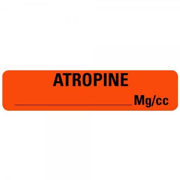 0.375" x 1.625" Atropine MG/CC Drug Syringe Labels
