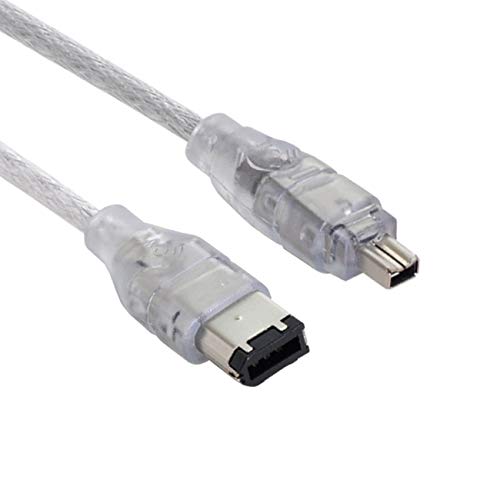 Cablecc 1394 6Pin to Firewire 400 IEEE 1394 4 Pin Male iLink Adapter Cord Cable for Camera Camcorder Transparent 1394 6Pin to Firewire 400 IEEE 1394 4 Pin