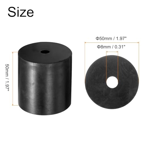 8PCS Rubber Spacers 50mm OD 8mm ID 50mm Height Round Anti Vibration Spacer Rubber Bushing Grommets Thick Rubber Washers for Home Car Accessories 50mm ODx8mm IDx50mm Thick 8