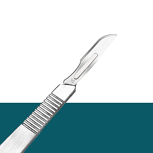 May Scalpel Set: Stainless Steel Handle No.3 and 10 Carbon Steel Blades | Precision knife for crafts, model making and foot care. 13 cm alloy steel handle with 10 sterile blades. Figure 10.
