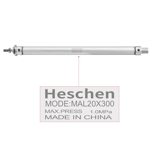 Heschen Pneumatic Slim Air Cylinder MAL 20-300 PT1/8 Port 20mm Bore 300mm Stroke Double Acting