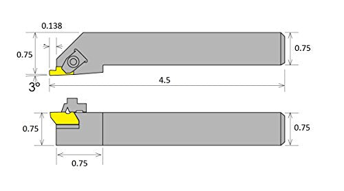 HHIP 2301-3112 TNSR12-2B Notch Style External Threading and Grooving Tool Holder, TNSR12-2B Holder Holder: TNSR12-2B