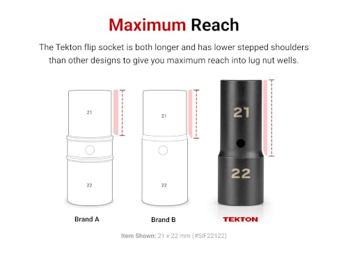TEKTON 1/2 Inch Drive Impact Flip Socket Set, 6-Piece | SIF92400