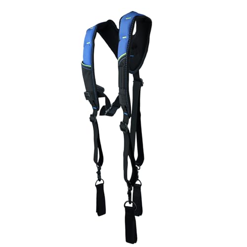 KUNN 3 Point Padded Tool Belt Suspenders with Tool Belt Loops,Black & Blue