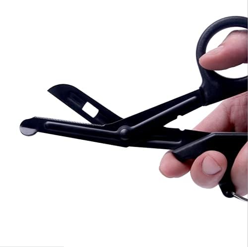 Scissors EMT Bent 7.7 Inch Matt Titanium Coated Stainless Steel Scissors or Gauze (Black)