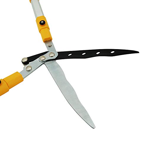 Centurion 75 Upgraded Telescoping Hedge Shears with 9-inch Wavy Blade and Extendable Handles for Trimming Borders, Shrub, and Tall Bushes (Length from 26" to 32")