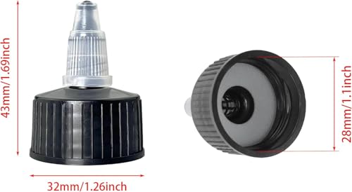 10 Natural Twisted Bottle Caps (28/410) - Bottle Cap Dispensers for Squeezing Bottles, Handcrafted, Art, Glue, LDPE Material (Black)