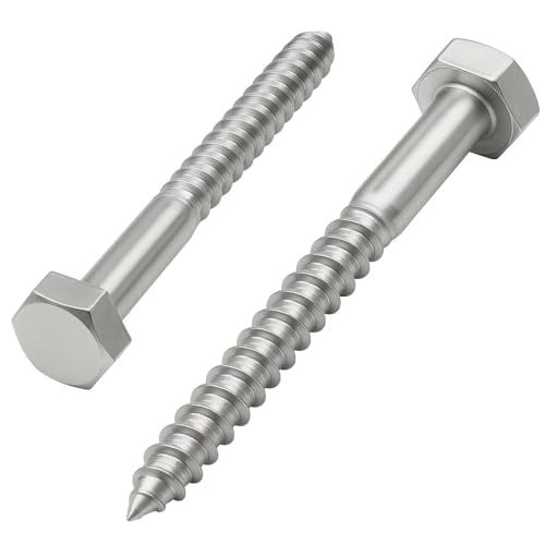 IMSCREWS 1/2" x 3-1/2" Hex Head Lag Screws, 304 Stainless Steel (18-8), Partially Threaded Extra-Long Wood Bolts for Deck Posts & Structural Framing, 10 PCS 1/2" x 3-1/2"