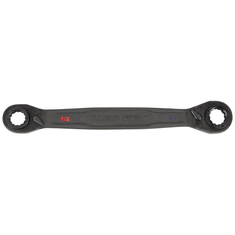 Klein Tools 68216 4-in-1 Reversible Ratcheting Box Wrench Set, Quad Wrench, SAE, 2-Piece, 1/4 to 3/4-Inch, Forged Steel, 90-Tooth