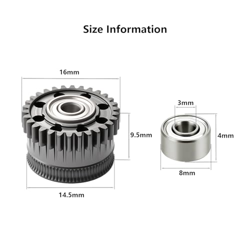 2Pack Extruder Gear Kit for Creality K2 Plus, 3D Printer Wear Resistance DLC Coating Hardened Steel Extrusion Gear Kit for K2 Plus Combo K2 Series