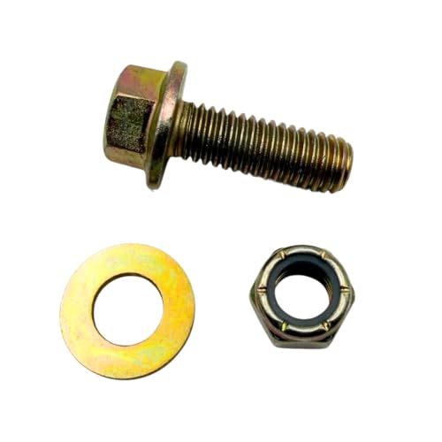 7/16"-14 x 1-1/4" Grade 8 Flange Bolts (10-Pack) – Heavy-Duty Hex Flange Bolts Includes Flat Washers & Nylon Lock Nuts – High-Strength SAE J429 1.25" UNC Coarse Thread Bolts 10 Bolts, Washers, Nuts