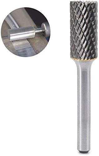 SB-5 5pcs Tungsten Carbide Burr Cylinder Shape Double Cut Rotary Burrs File(1/2''cutter Dia ， 1''Cutter Length) with 1/4'' (6.35mm) Shank dia SB-5-5PCS