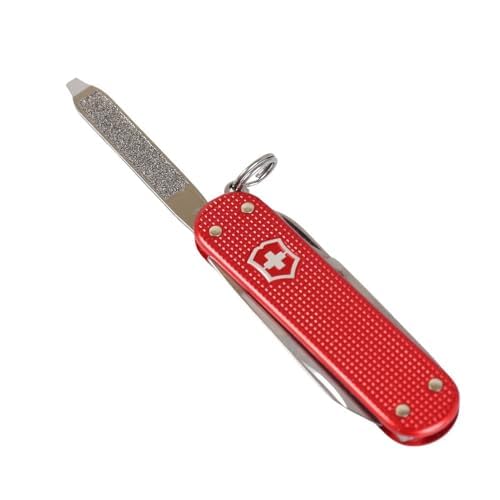 Victorinox Classic SD Alox Swiss Army Knife, Compact, 5 Functions, Swiss Made Pocket Knife with Small Blade, Screwdriver and Key Ring - Sweet Berry (Red)