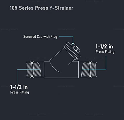 Midline Valve 327S112-NL Press Y-Strainer Valve, 1-1/2”, Brass 1-1/2 in.