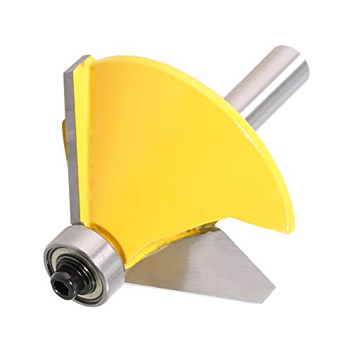 45 Degree Chamfer/Bevel Edging Router Bit with 8 mm Shank, Chamfer Cutter Groove Cutter Router Bit Wood Cutting Tool with Ball Bearing