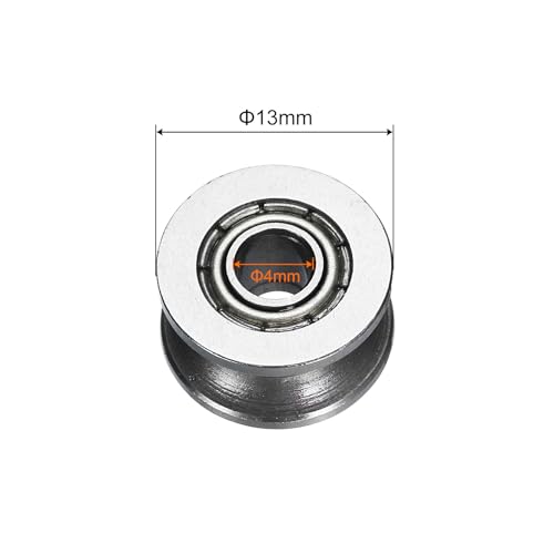 sourcing map 40pcs U624ZZ U Groove Track Guide Bearing 4x13x7mm U Groove Roller Wheel Carbon Steel Bearings, ABEC3 U604ZZ 40