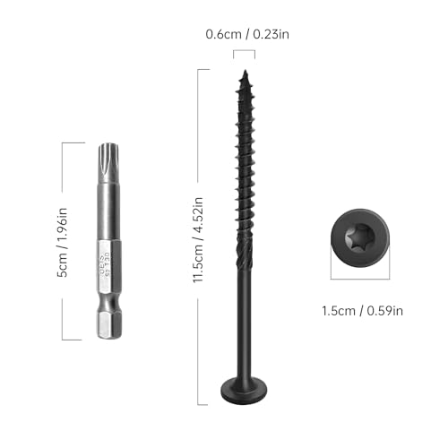 3 Inch Deck Screws 50Pcs + 4-1/2 inch Deck Screws 50pcs, Rust Resistant Timber Screws for Timber/Log/Landscaping Wood, T30 Star Bit