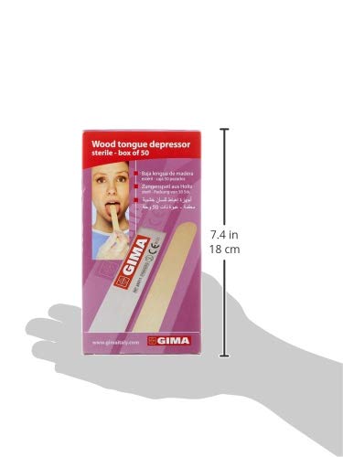GIMA 25511 Wooden tongue depressors, sterile, box of 50 pcs, spatulas, sticks, lollipop 50 pieces