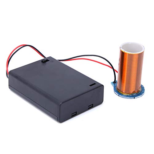 Mini Coil DIY Kit, Battery Operated, PVC Housing, 4 cm Height, 200 Windings, Arc-Free, with Circuit Board and Secondary Coil for Experiments