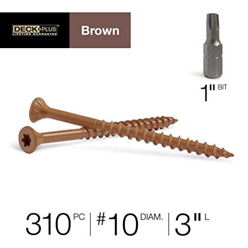Deck Plus Wood Screws, Tan Exterior #10-2.5", 5lb & Brown Exterior 3" x #10, 5lb