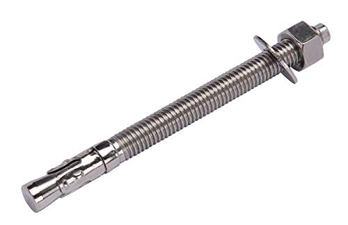 Bolt Dropper 1/2" X 6" Wedge Anchor (5pc), 18-8 Stainless Steel Corrosion Resistant Commercial Grade Washers and Nuts Included Choose Size 1/2" x 6"