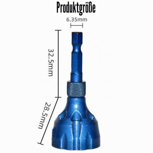 Outdoor Deburring, External Deburring / Chamfer Tool, Hex Shank Deburring Tool for Thread Repair, Deburring External Chamfer Tool, Metal Deburring Tool, for 3 mm to 20 mm, Blue