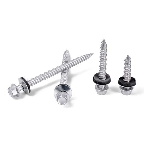 500Pcs Silver #10x1-1/2 Metal Roofing Screws for Metal Roofs, Sheds,Fences #10x1-1/2" 500